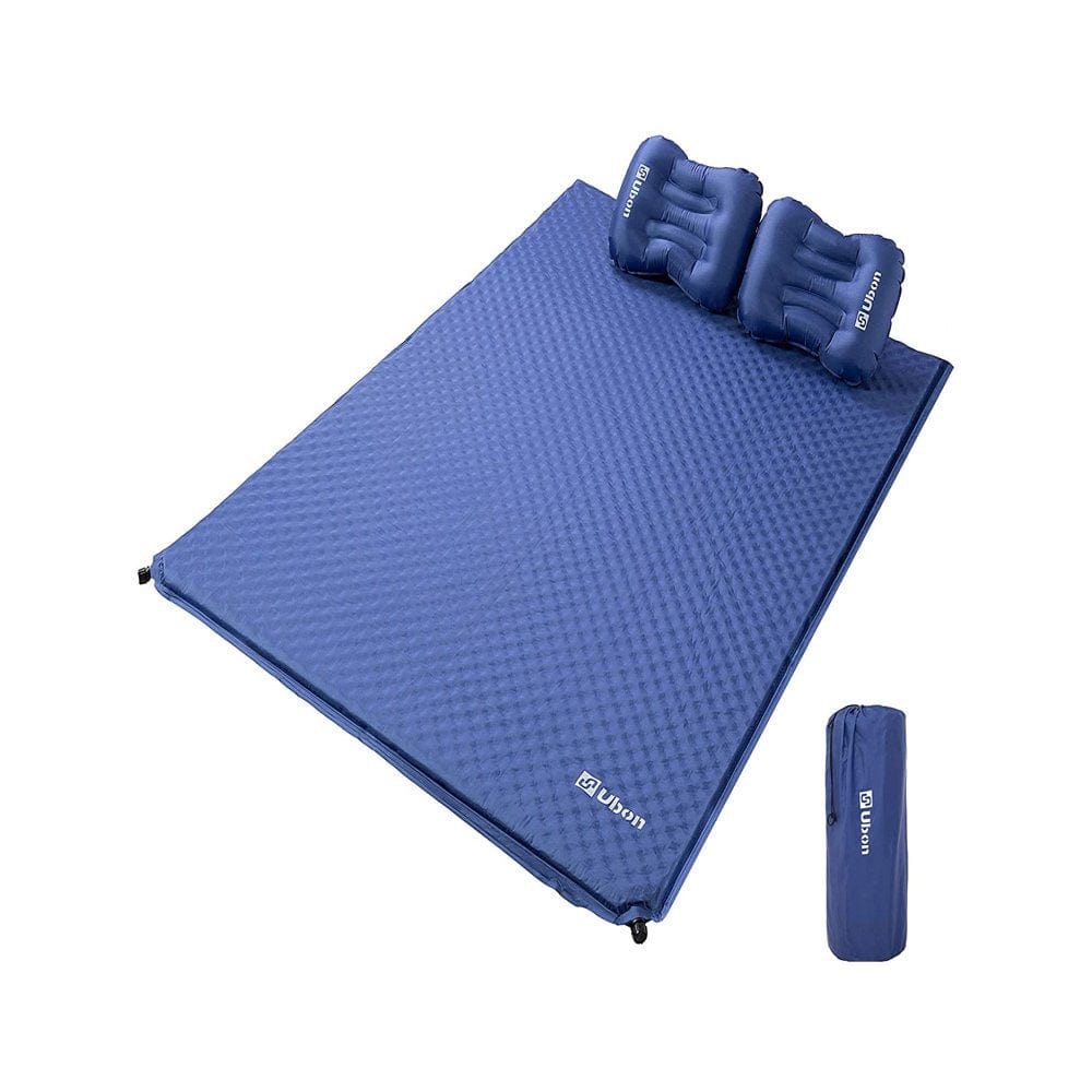 Ubon Double Self Inflating Camping Sleeping Pad with 2 Pillows, Lightweight Compact Foam Sleeping Mat for Camping Hiking Picnic Outdoor,Navy