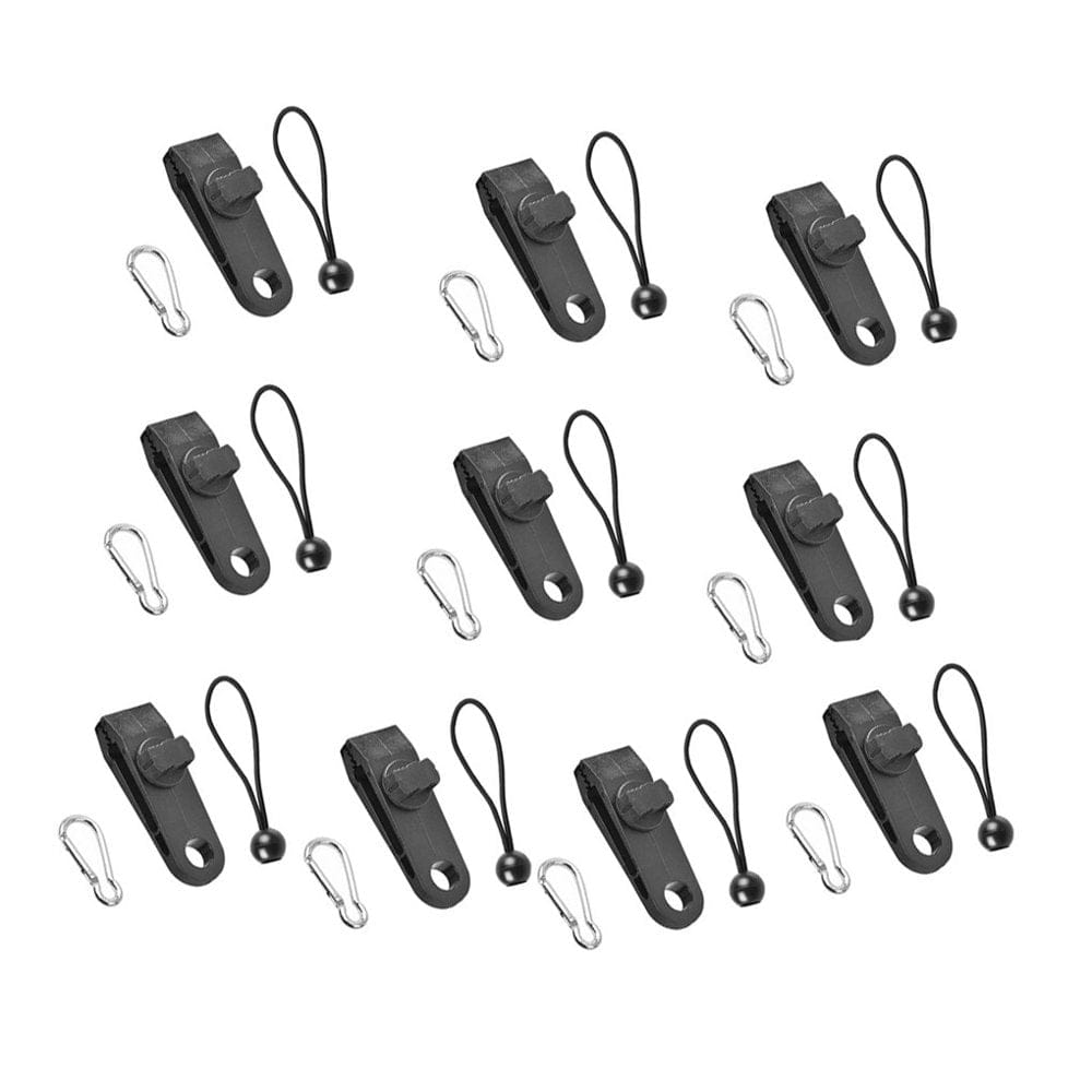 Unbranded 10/20Pcs/Set Tent Tarp Tarpaulin Fasteners Clips Holder Buckle with Cord Tent Clip+Black Elastic Rope+Hook