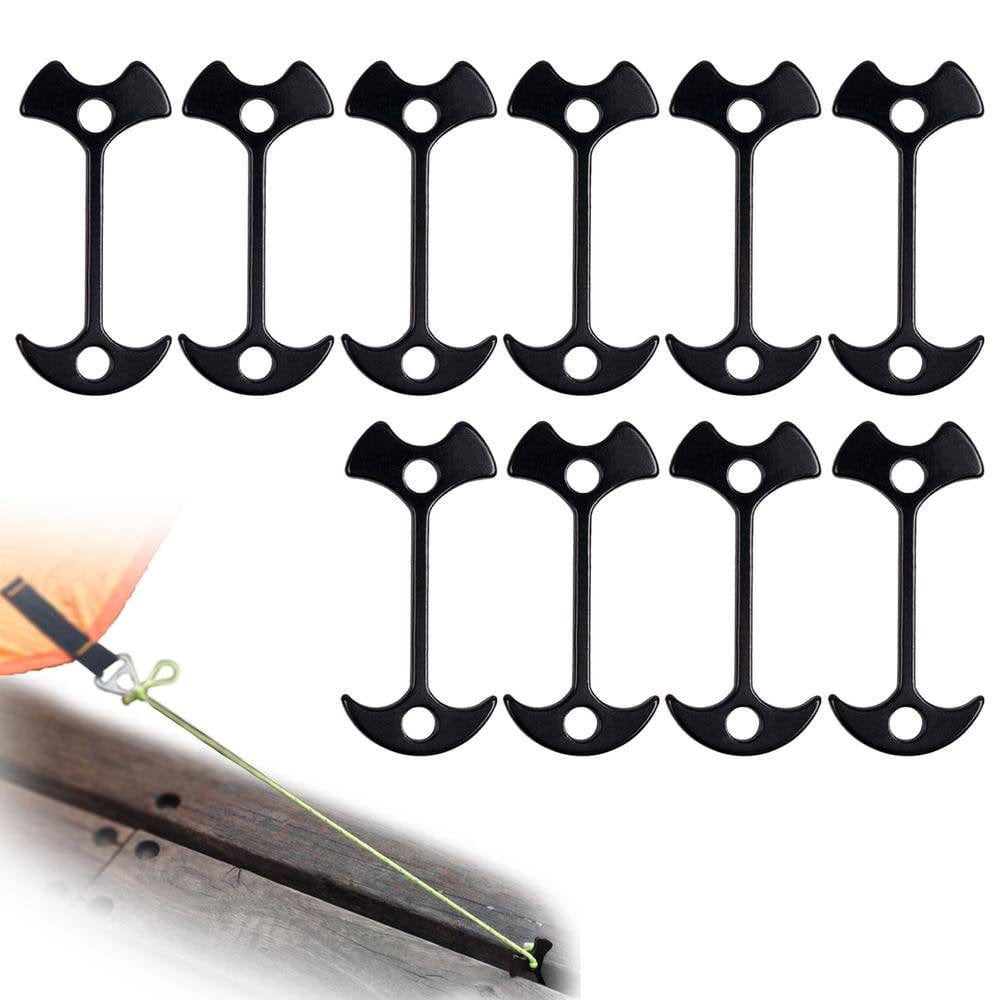 Younar 10 Pieces Fishbone Tent Stakes Fishbone Nail Wind Rope Buckle for Tent Hiking Camping Stong Aluminium Alloy Cord Adjuster for Outdoor Camping Hiking Adorable