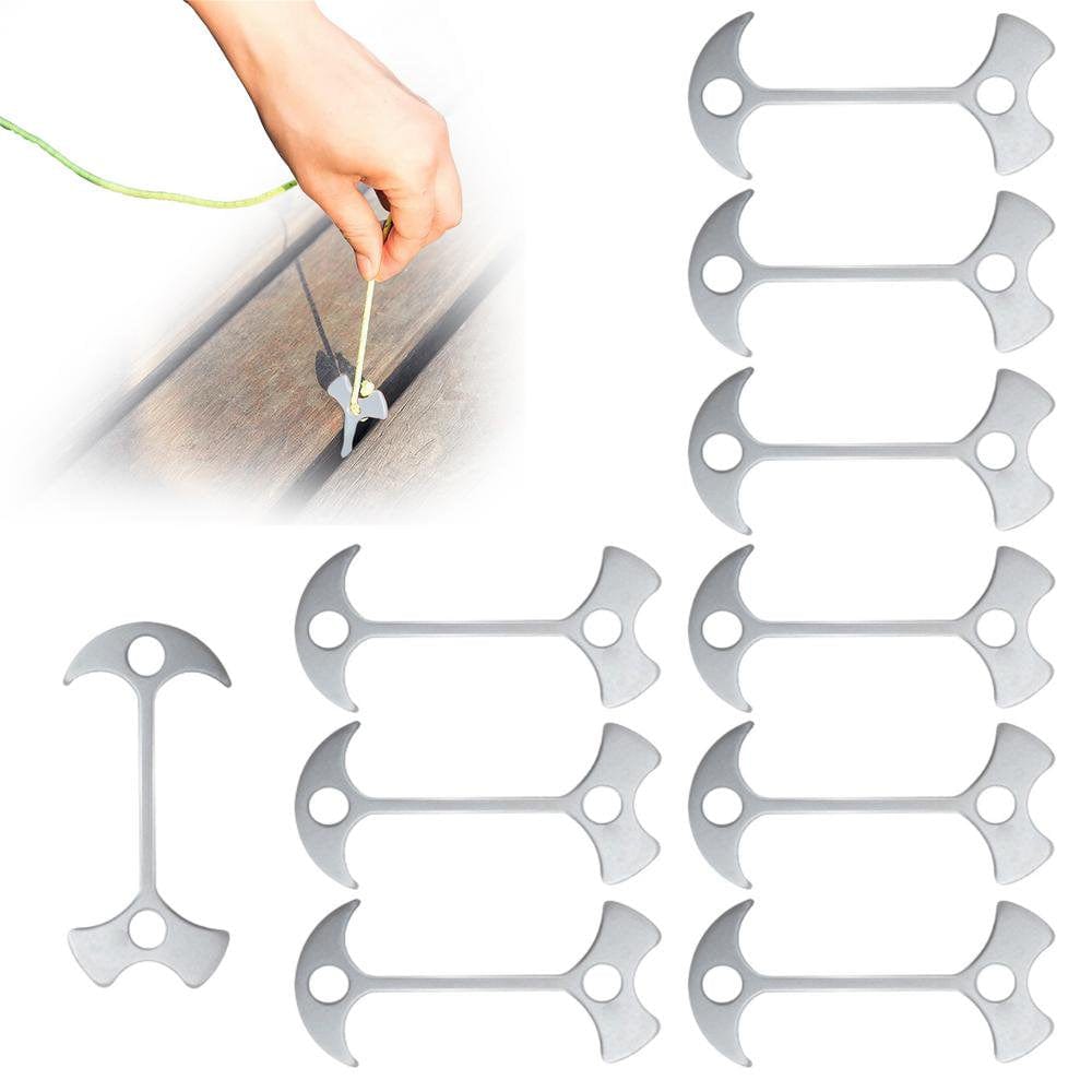 Younar 10 Pieces Fishbone Tent Stakes Fishbone Nail Wind Rope Buckle for Tent Hiking Camping Stong Aluminium Alloy Cord Adjuster for Outdoor Camping Hiking Adorable
