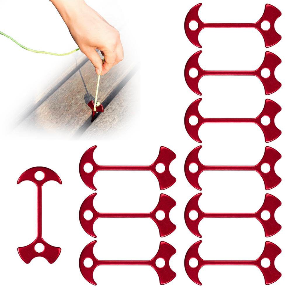 Younar 10 Pieces Fishbone Tent Stakes Fishbone Nail Wind Rope Buckle for Tent Hiking Camping Stong Aluminium Alloy Cord Adjuster for Outdoor Camping Hiking Adorable