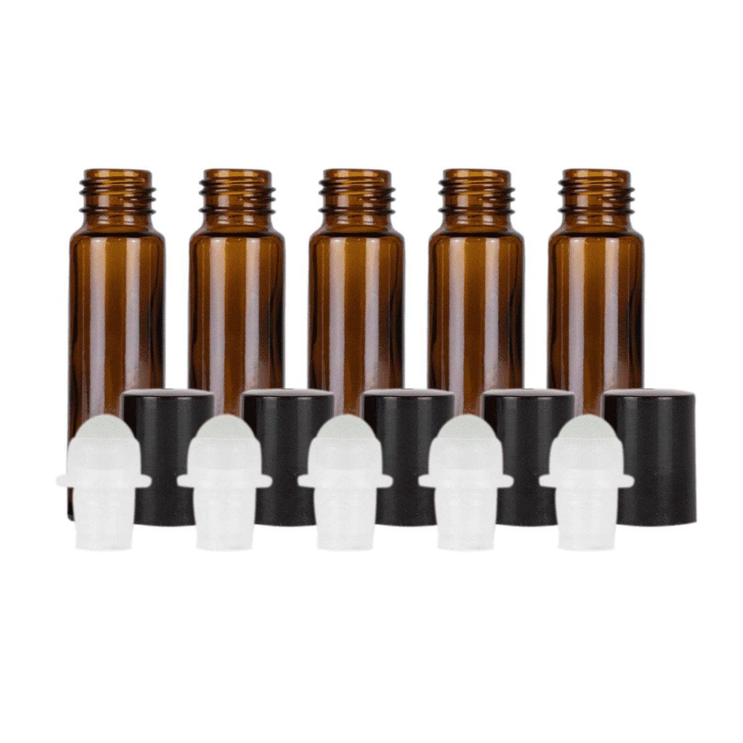 10 ml Amber Glass Roller Bottles (Pack of 5) Glass Roller Bottles Your Oil Tools Black Glass