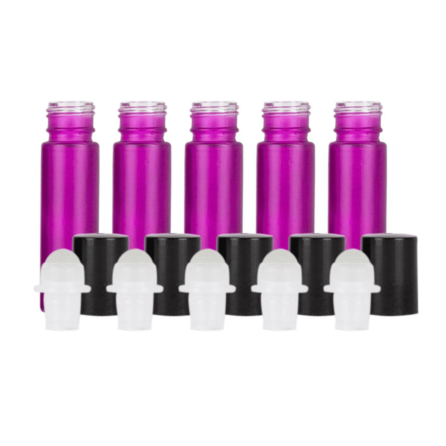10 ml Purple Frosted Glass Roller Bottles (Pack of 5) Glass Roller Bottles Your Oil Tools Black Glass