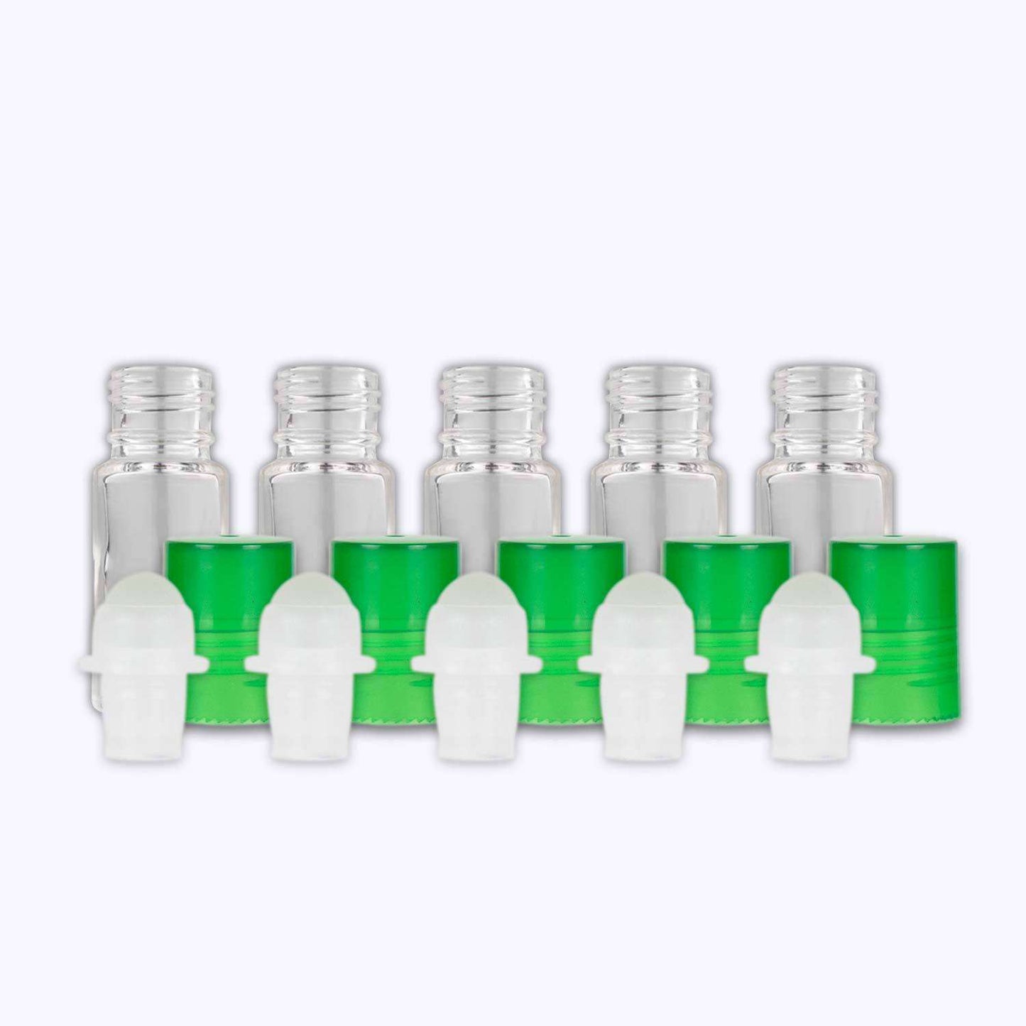 5 ml Clear Glass Roller Bottles (Pack of 5) Glass Roller Bottles Your Oil Tools Green Glass