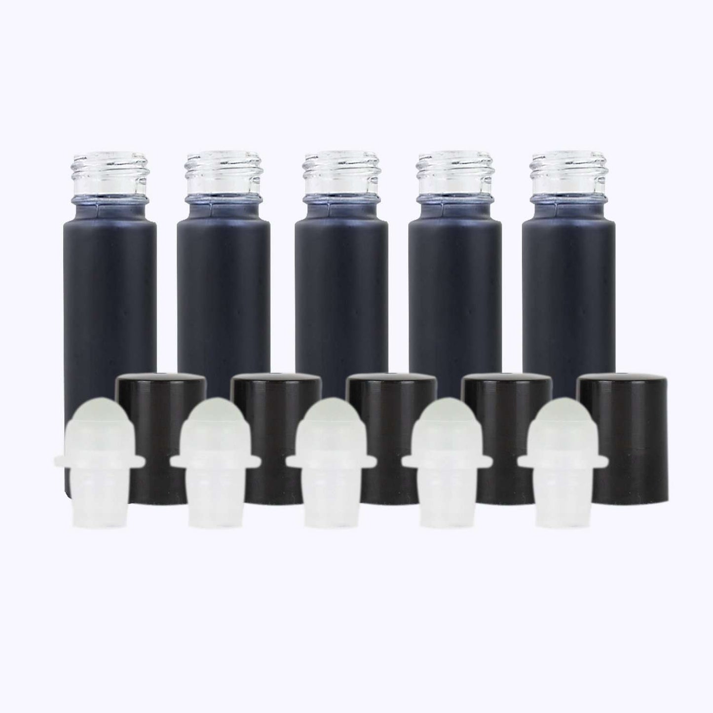 10 ml Black Frosted Glass Roller Bottle (Pack of 5) Glass Roller Bottles Your Oil Tools Black Plastic