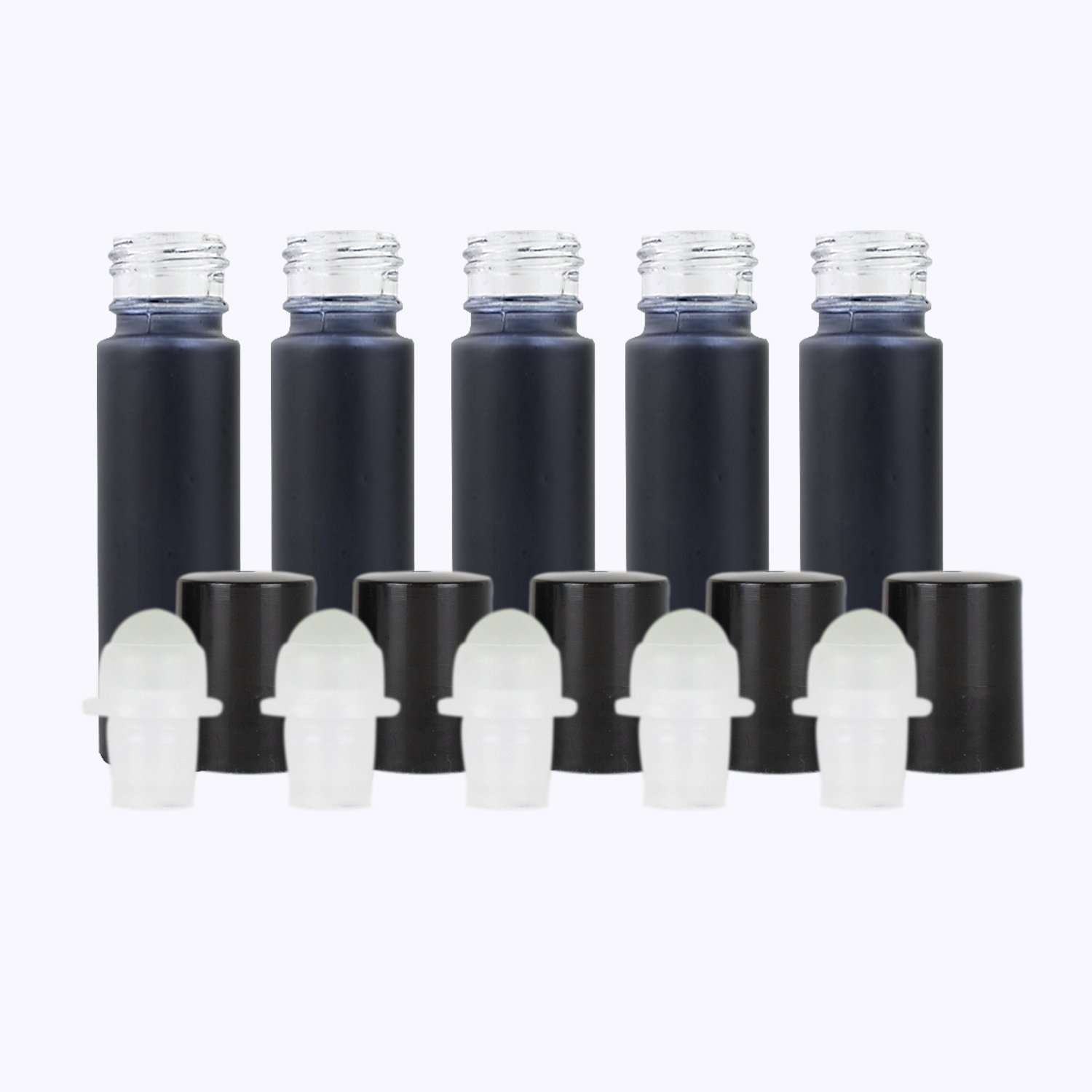 10 ml Black Frosted Glass Roller Bottle (Pack of 5) Glass Roller Bottles Your Oil Tools Black Plastic