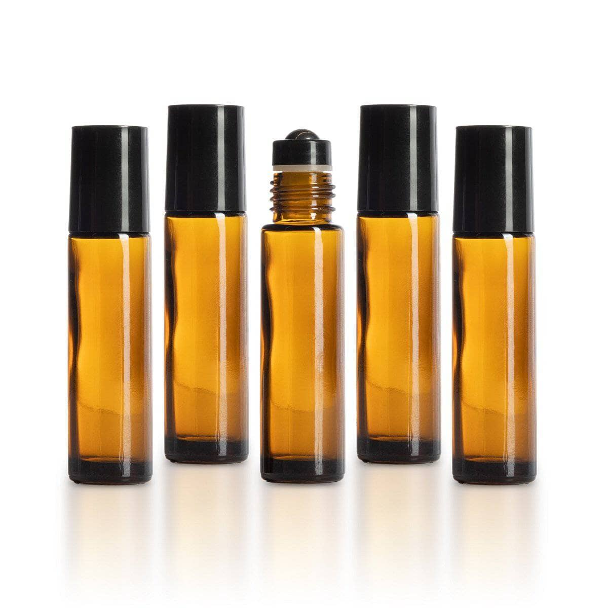10 ml Amber Glass Bottles with Leak Guard™ Rollers (Pack of 5)