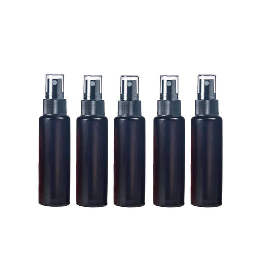 10 ml Black Frosted Glass Vial w/ Black Fine Mist Tops (Pack of 5)