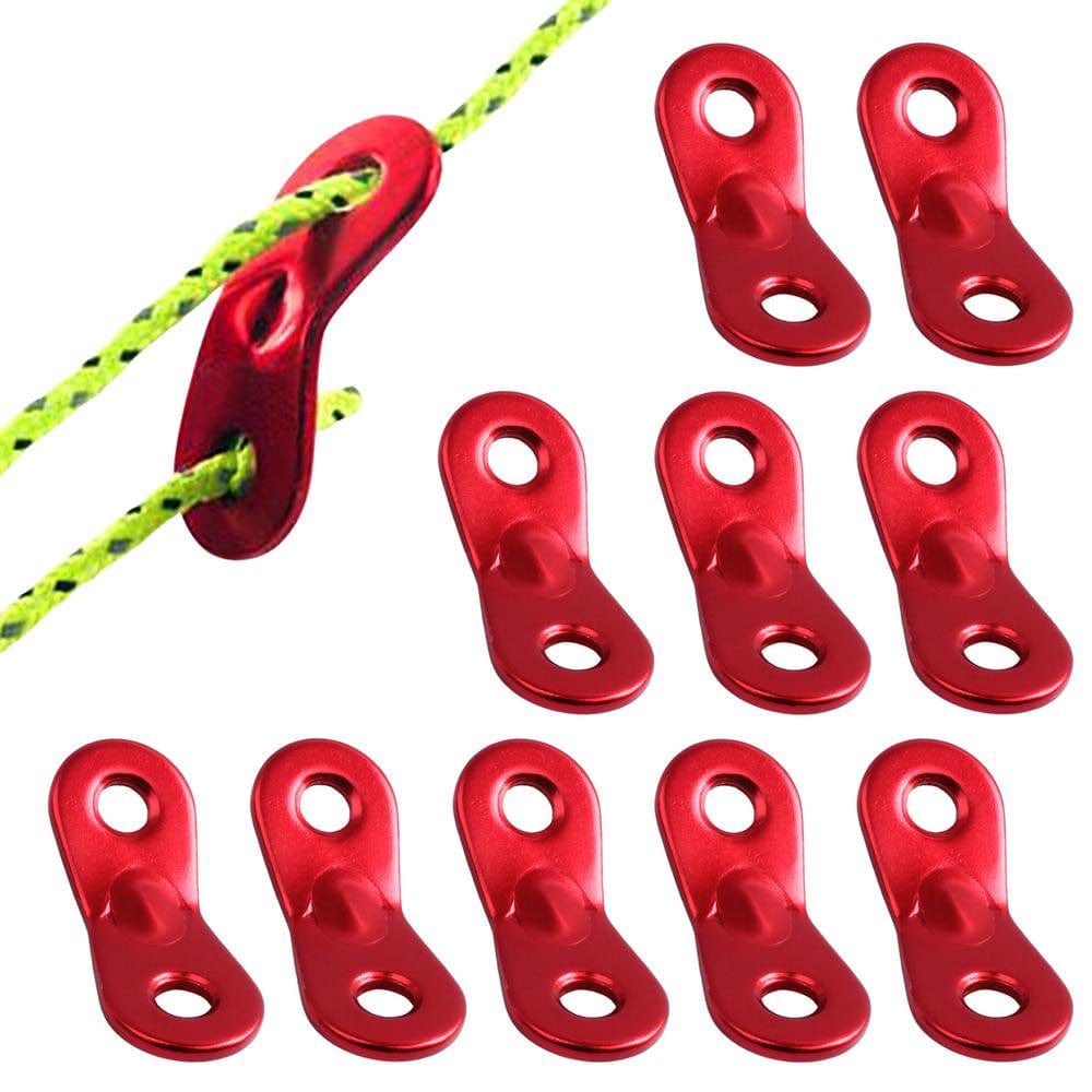 Yungwalm 10 Pieces Cord Tensioners Rope Adjuster Aluminum Alloy Wind Rope Buckle with 2 Holes for Tent Hiking Camping Rope Adjusters Paracord Tensioner Camping Accessories 10 Pcs There